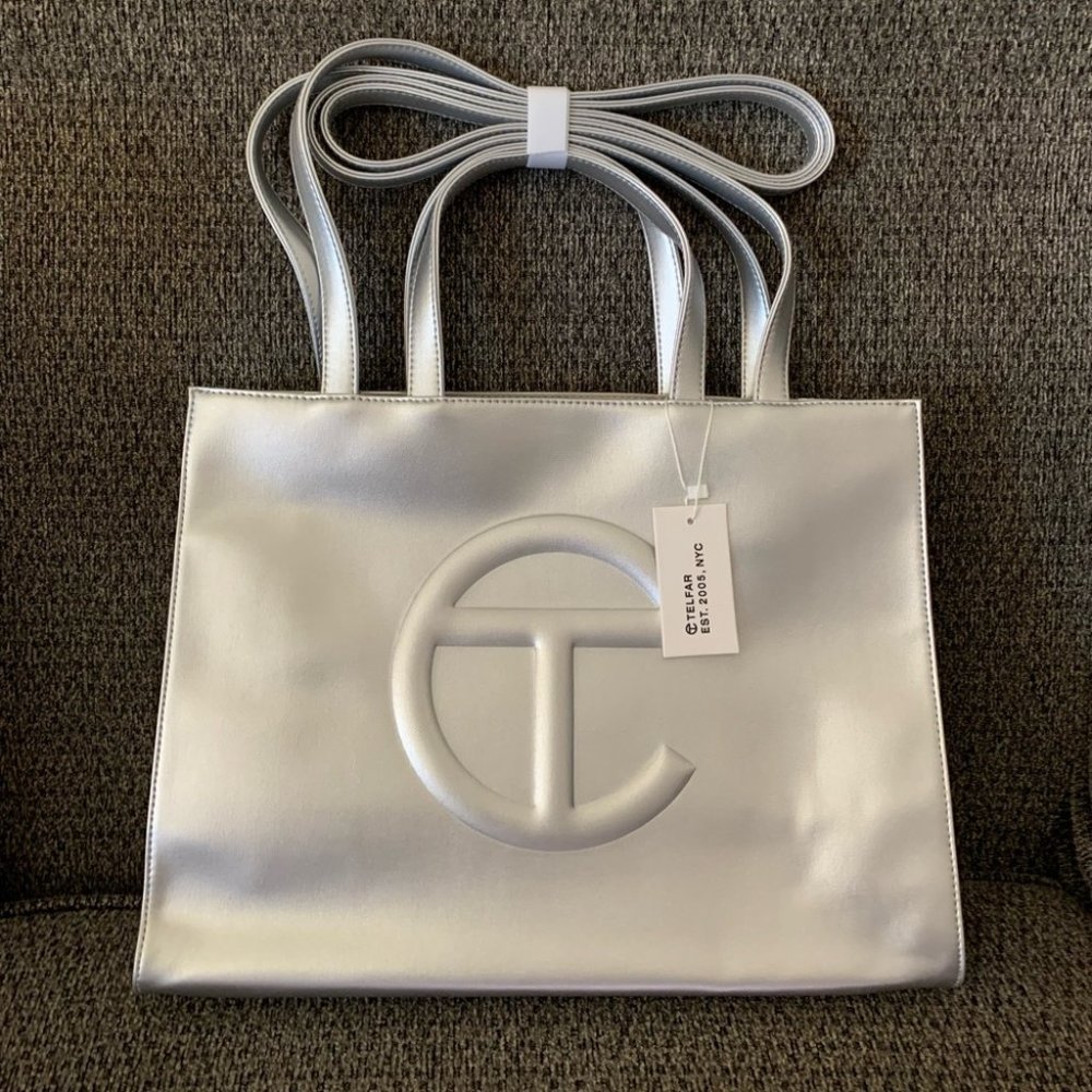 Telfar Silver Medium Shopping Bag